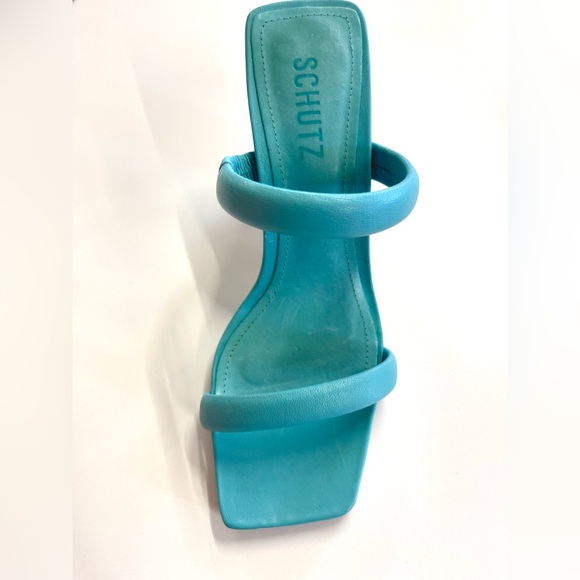 Schutz Ully Leather Block Heel Sandals sz 6.5 - Picture 5 of 12